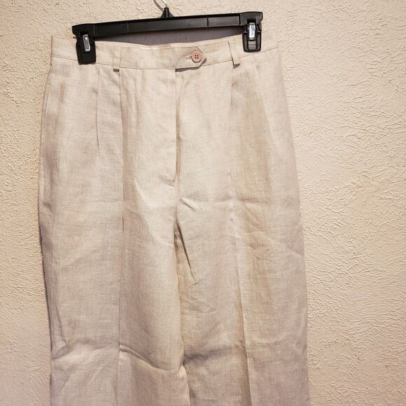 Talbots Womens Irish Linen Trouser Pant Size 10 Beige 100% Linen Classic Lined - Picture 3 of 6